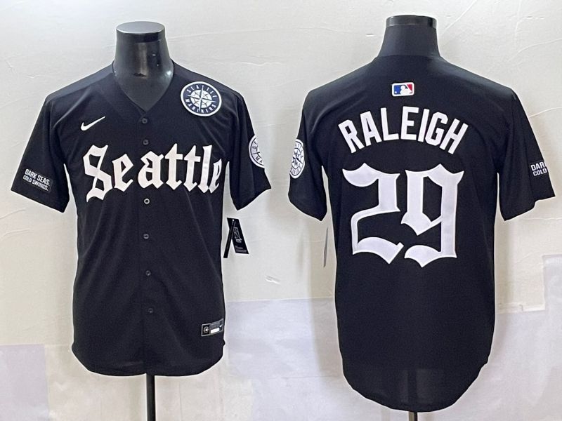 Men 2025 Seattle Mariners 29 Raleigh Black Five generations Joint Name Nike MLB Jersey style 62347